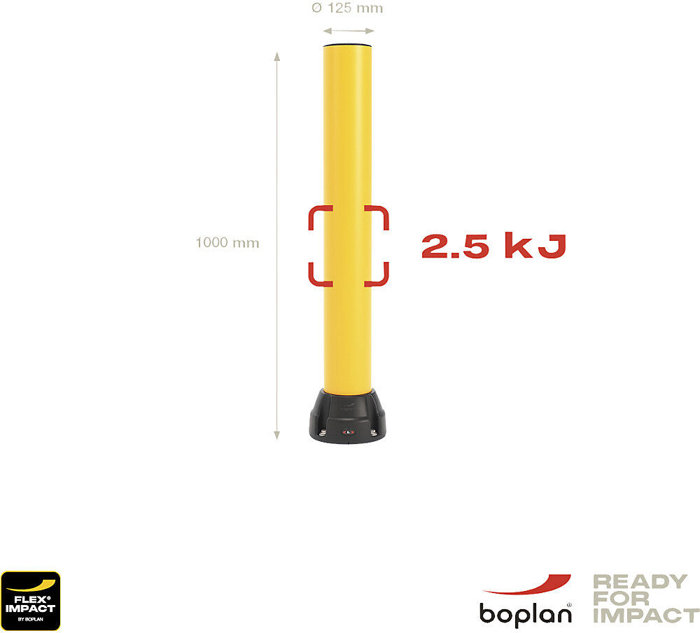 Rammschutz-Poller 125L, Höhe 1000 mm, verzinkte Platte, gelb Boplan