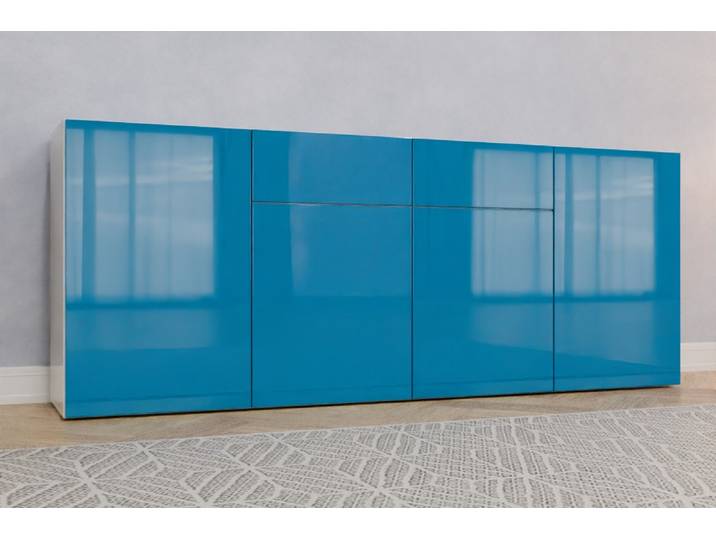 Büro Sideboard nach Maß - RAL 5015 Himmelblau - 87x220x44cm - Individuell konfigurieren