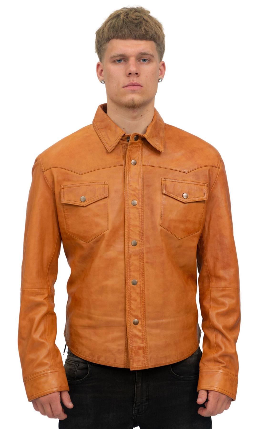 Herren Retro-Lederhemd-Jeansjacke-Peking