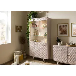Vitrine Akazie 90x42x190 weiß lackiert MOSAYK #214
