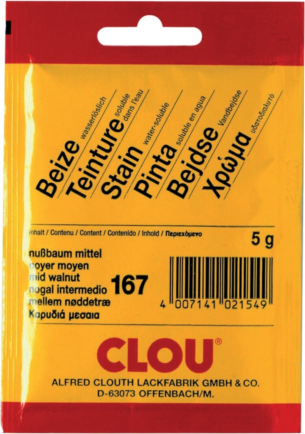 CLOU Beizen in Bt. (wasserl.) Nr. 167 nussbaum mittel (01510.00167.000010)