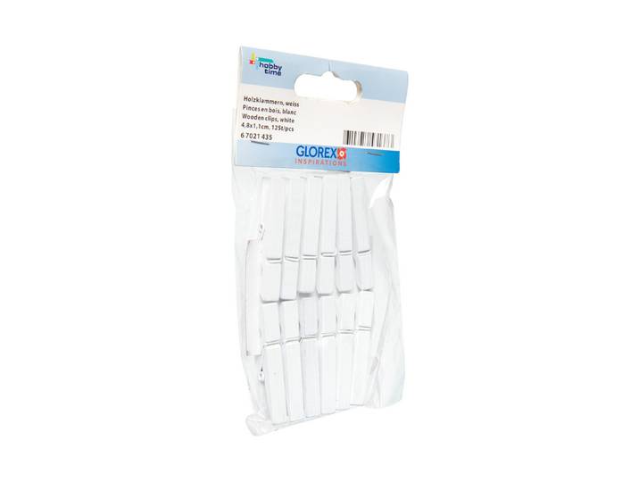 Glorex Holzklammern Weiss 4.8 × 0.7 cm 12 Stück