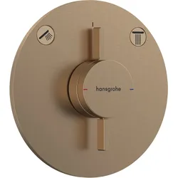 hansgrohe DuoTurn S Mischer, Unterputz, 2 Verbraucher, 2 Funktionen, runde Rosette, 75418140, Farbe: Brushed Bronze