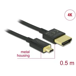DELOCK HDMI Kabel Ethernet A ->micro D St/St 0.50m 3D 4K sli