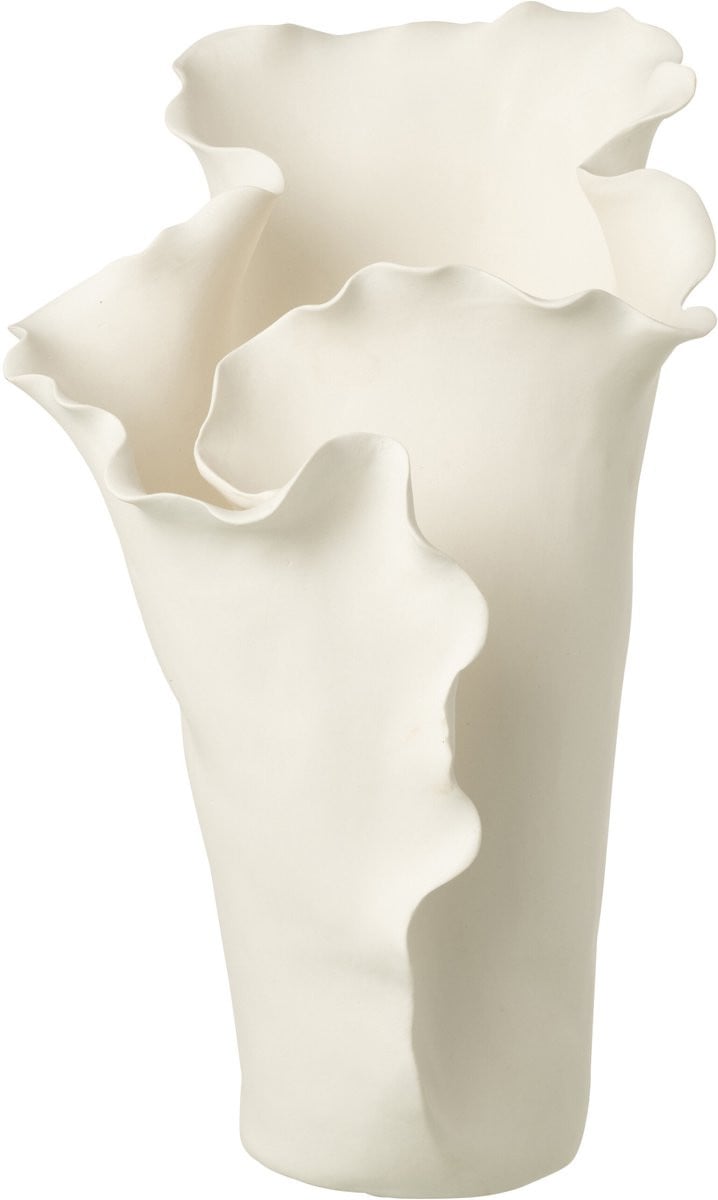 J-Line vaas Helix Onregelmatig wit keramiek