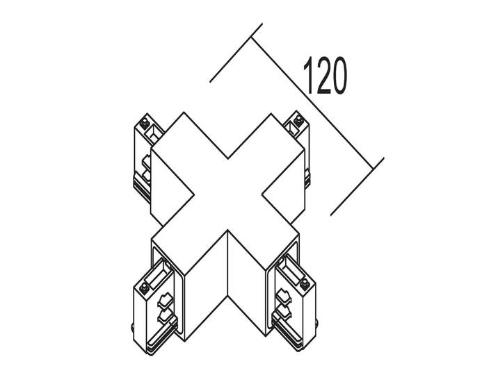 Ivela X-Verbinder 3-Phasen-System LKM, silber LKM, alu / grau / zink, Stromschienenstrahler