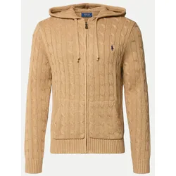 Pullover mit Zopfmuster Beige M