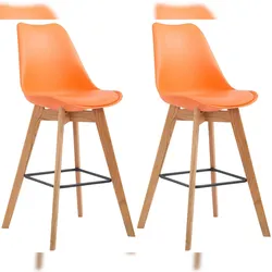 Décoshop26 - Set aus 2 Barhockern im skandinavischen Stil mit orangefarbenen Sitzflächen aus Kunststoff und PVC sowie Gestellen 10_0006406