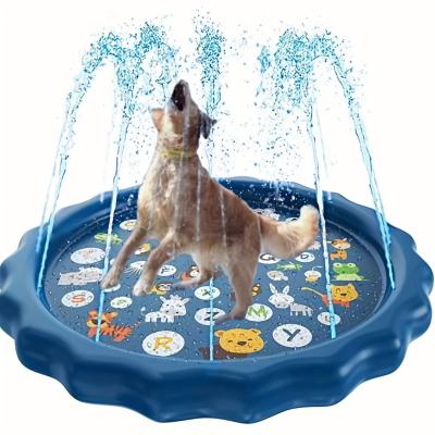Pet Hub Heavy Duty Outdoor Pet Bathing Basin With Spray Function Non Slip Dog Water Play Mat For Summer Fun & Easy Cleaning lace Letters 100cm