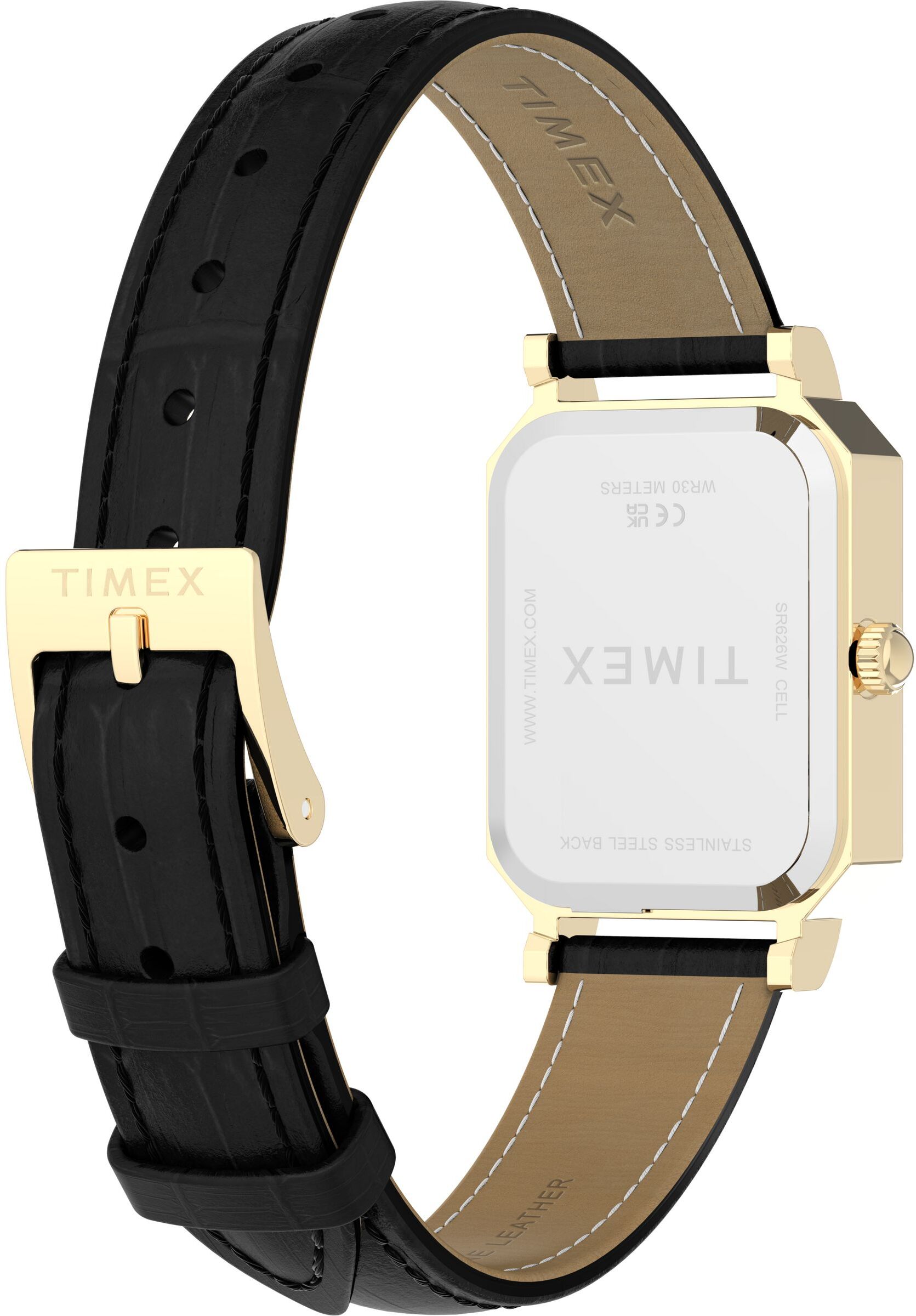 Quarzuhr TIMEX "Vivienne Trend", schwarz, weiß, Armbanduhren, Damen, goldfarben, Quarzuhr, Armbanduhr, Damenuhr, Lederarmband, analog