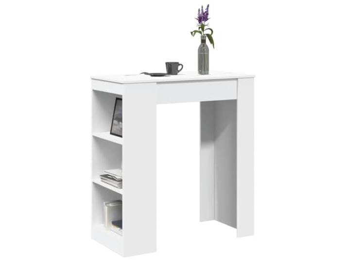 HEFZGDB Bartisch mit Regal Weiß 95x47x103,5 cm Holzwerkstoff mit 3 Fächern, Stauraum für Flaschen und Küchenutensilien, Hochtisch für Küche oder Wohnzimmer, Pflegeleichte Oberfläche,