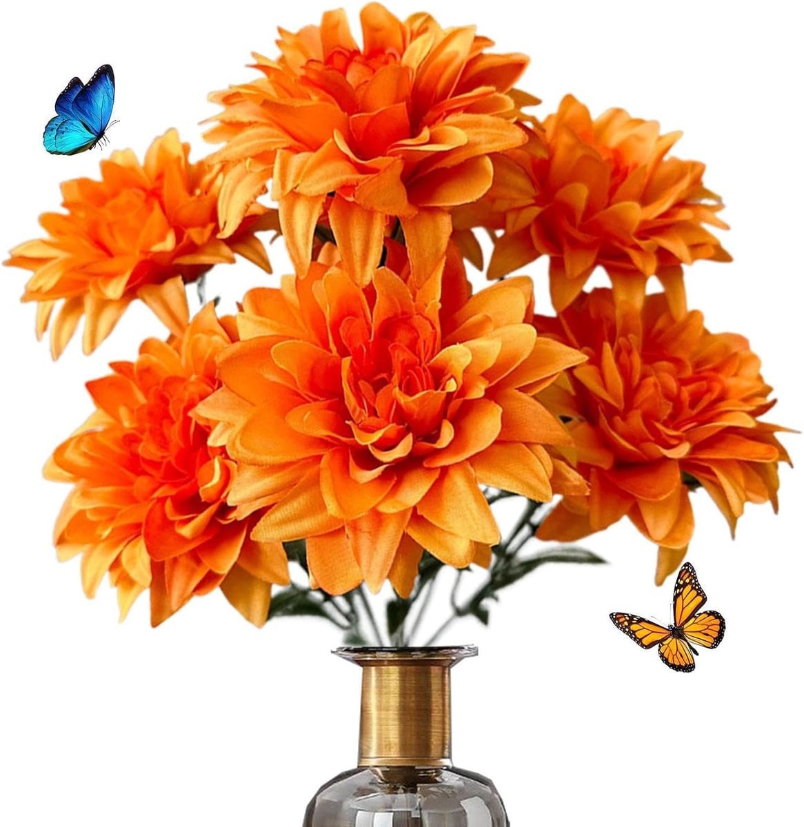Nep Dahlia's Kunstbloemen Boeket Oranje - 40 cm