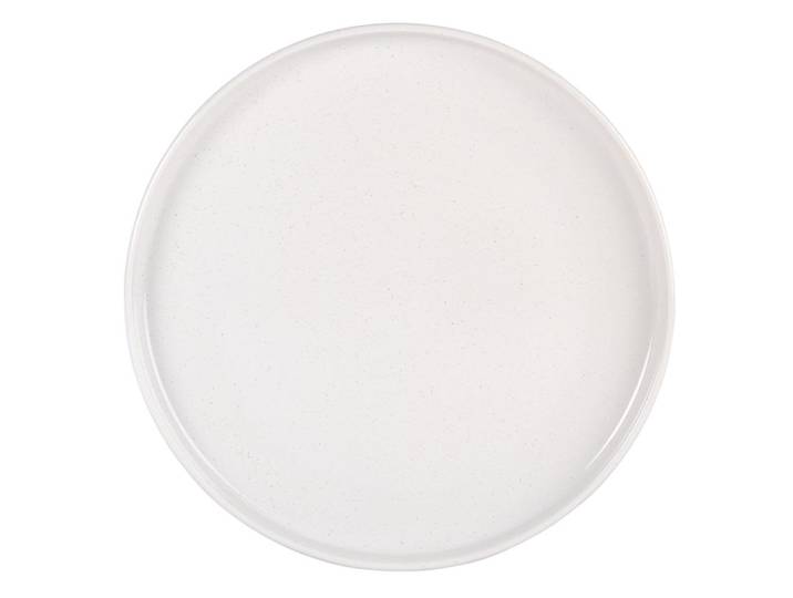 Flacher Teller aus Keramik, weiß und beige