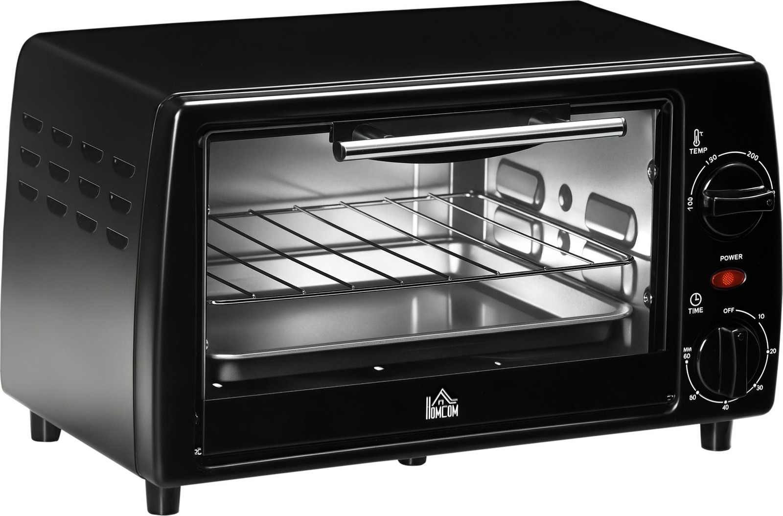 HOMCOM Mini-oven, 10 liter, 750W, zwart