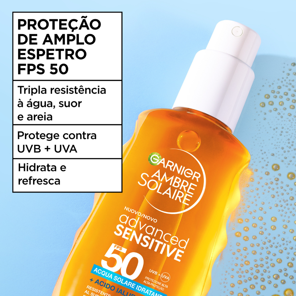 Garnier Ambre Solaire Sensitive Advanced Moisturizing Solar Water 150mL SPF50