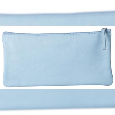 Clairefontaine 4x Flaches Schlampermäppchen gefärbtes Leder 22x11cm himmelblau - 410165C