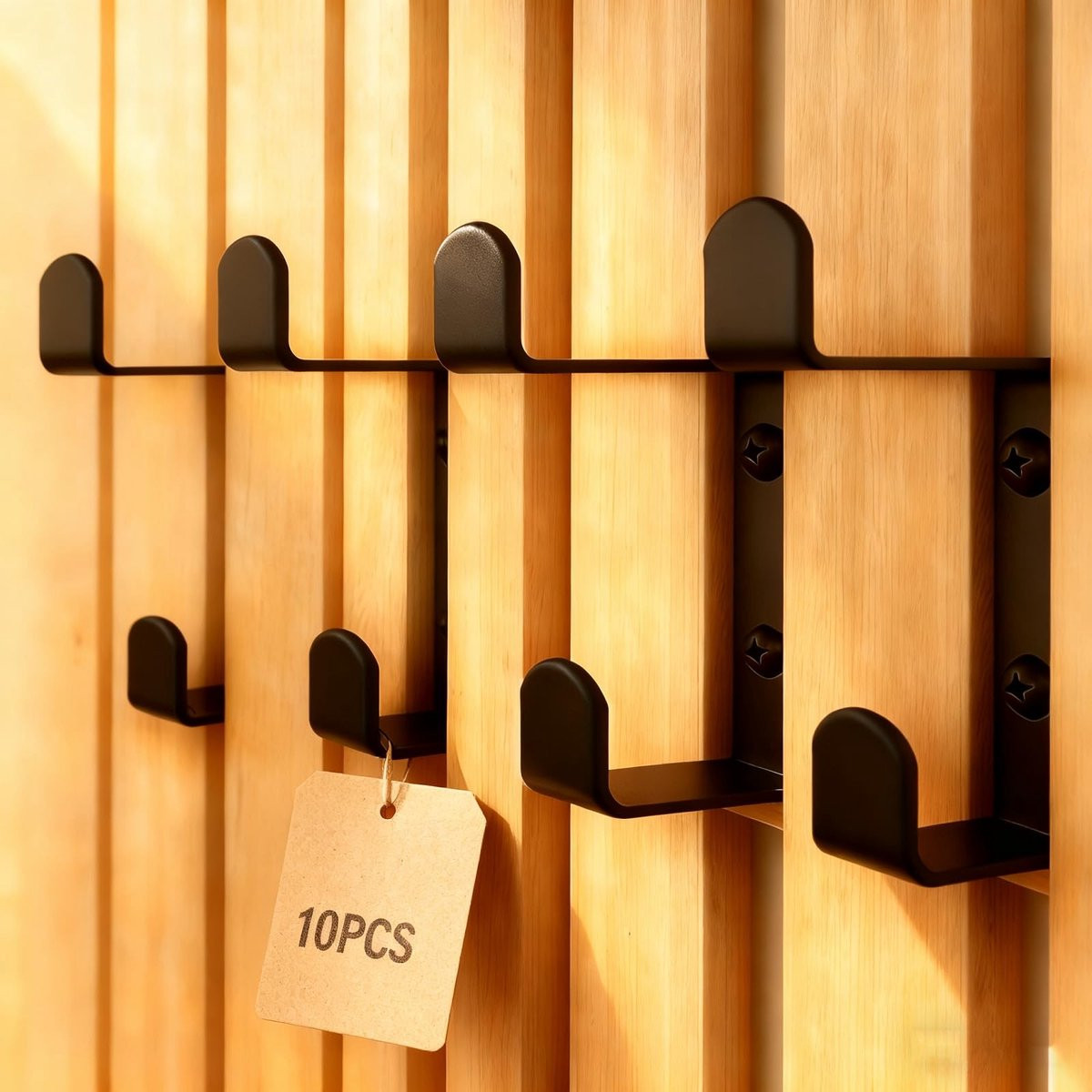 Dailygoods Akoestische Plaathaken 10 stuks - Zwarte wandhaken voor jassen en mantels
