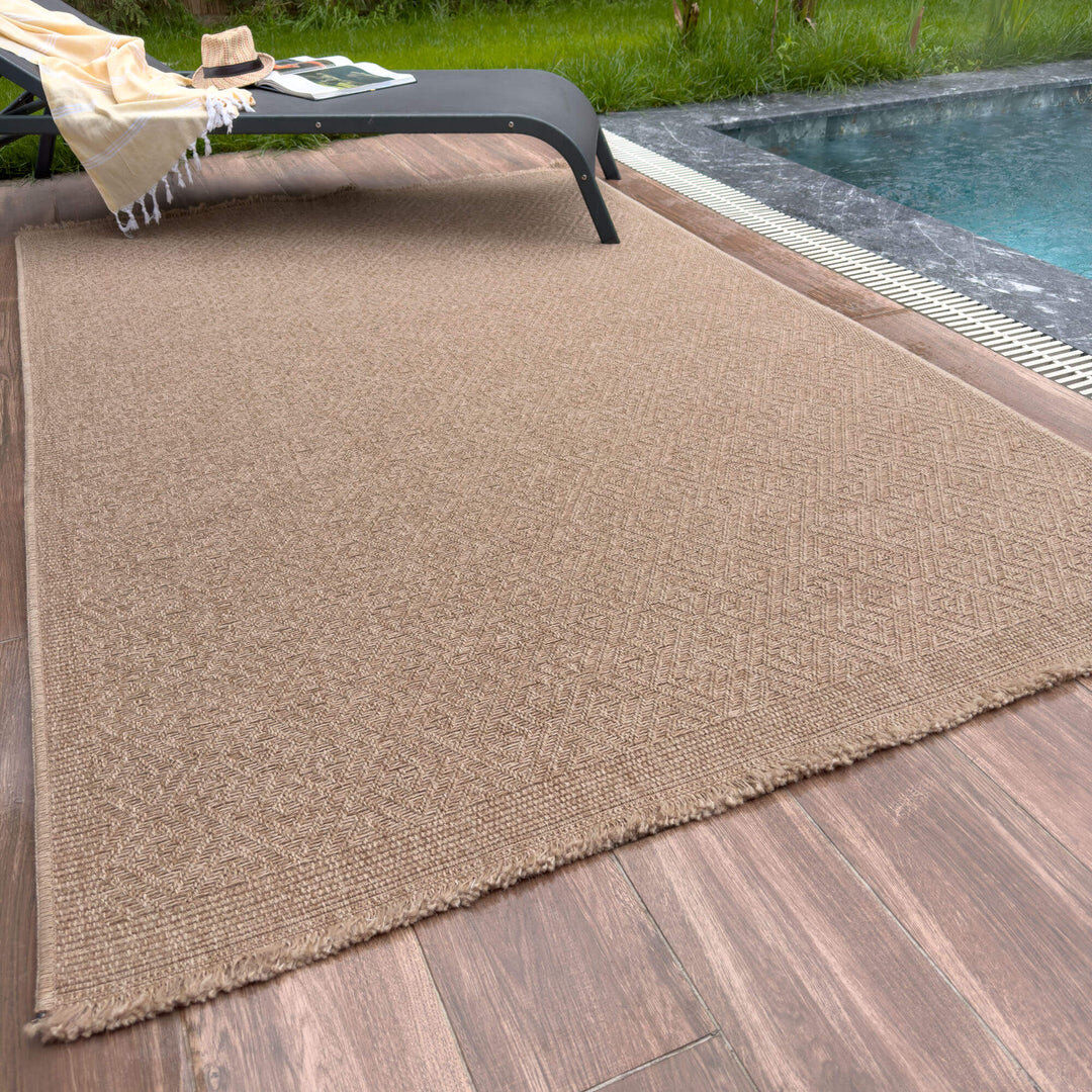 THE RUGS Nature Collection Geometric Indoor / Outdoor Area Rug Beige Rectangle 120 x 170 cm