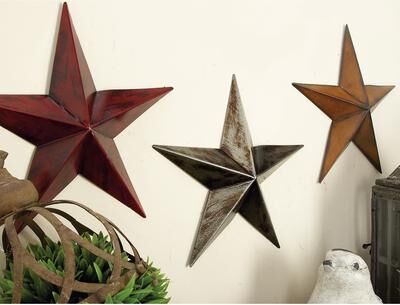 ARCILLA ELEMENTAL Multi Colored Metal Indoor Outdoor Star Home Wall Decor (Set of 3)