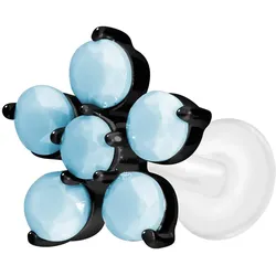PTFE Labret mit Innengewinde + Titan-Aufsatz BLUME + SYNTHETISCHE TÜRKISE