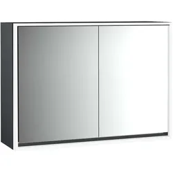 emco loft Lichtspiegelschrank, 1000mm, 2 Türen, Aufputzmodell, schwarz/spiegel, 979813312, Ausführung: 2 Türen