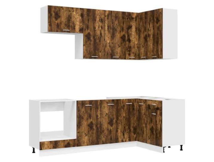 HKTMGDNG Küchenzeile 8-Teilig Module Küchenschrank Geräucherte Eiche Modulares 8-teiliges Set aus Holzwerkstoff für den Kochbereich. Mit verstellbaren Füßen und stabiler Wandbefestigung.