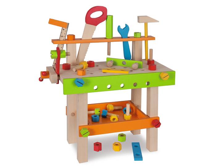 Kinder Werkbank mit Werkzeug und Zubehör, 19 x 42 x 39cm