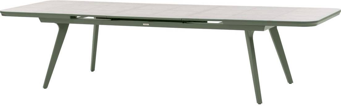 Ausziehbarer gartentisch "pulpy" lorbeergrün &amp granitgrau 12-sitzer aus aluminium glas und keramik - Hespéride
