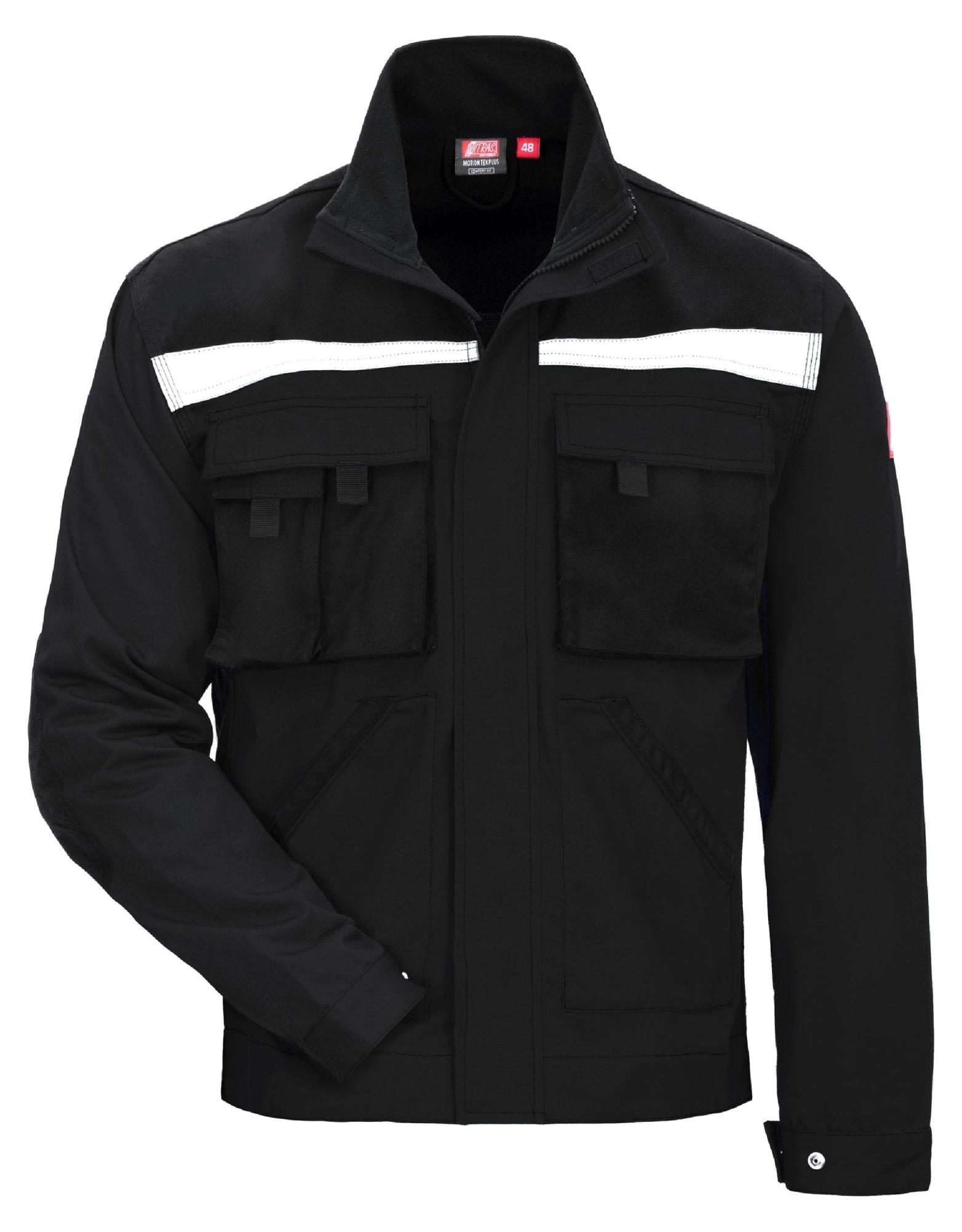10x NITRAS MOTION TEX PLUS, Arbeitsjacke, schwarz (Farbcode: 1000), 280 g/qm, atmungsaktives Material, hoher Tragekomfort, verstellbare Ärmelabschlüsse mit Druckknöpfen, verlängerter Rücken, angenehm weicher Fleece-Stehkragen, Verstärkungen an Taschen u| Packung (1 Stück)