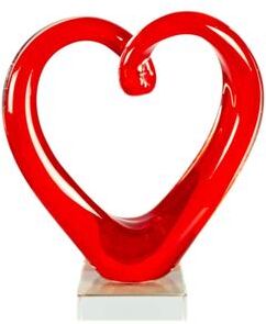 Dale Tiffany Ruby Red Heart Handcrafted Art Glass Sculpture - N/A
