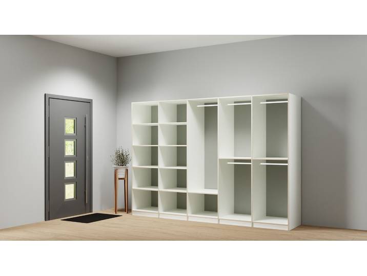 Dressing ouvert large sur mesure Pickawood Mélaminé premium Blanc Bord contre­plaqué