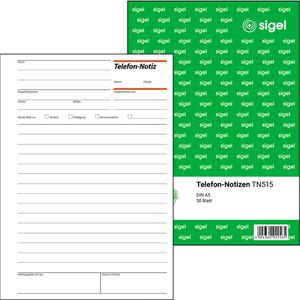Sigel TN 515 Telefonnotizen A5 50 Blatt