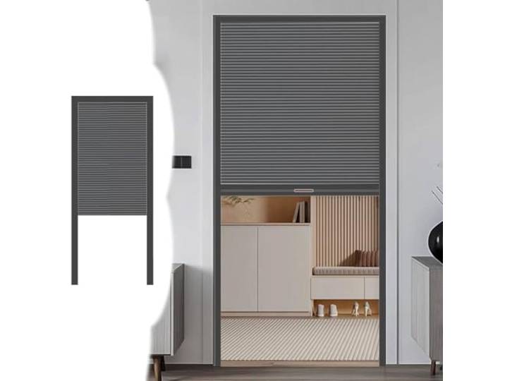 Xyrona Rolltor Graue Rolltür mit an Jeder Position Arretierbar, Schalldämmender Rollladen Ohne Bodenführungsschienen, Schrank-/ Kleiderschrank-/ Gartenhaustüren(20x32in/50x80cm)