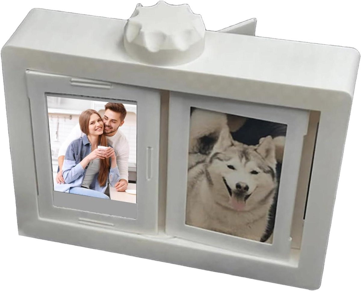Draagbare Fotolijst Wit - Draaiend Fotoalbum met 360 Graden Handslinger - 13.4 x 9.7 cm