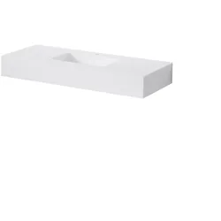 Steinberg Serie 444 Wand-Waschtisch, 1 Hahnloch, ohne Überlauf, SOLIDSurface, 1400x400x130mm, Mattweiß, 4447050W