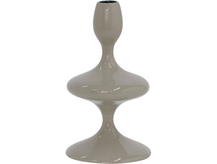 Kerzenhalter MIRRORS AND MORE LAUREEN , beige (warm grau), B:11cm H:19,5cm, Metall, Kerzenhalter, Kerzenhalter, Aussergewöhnliche, moderne Form