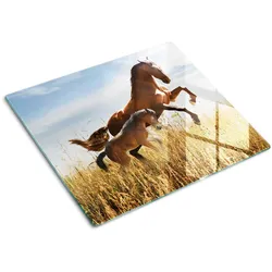 GLASPLATTE 60x52 cm Stute mit Fohlen