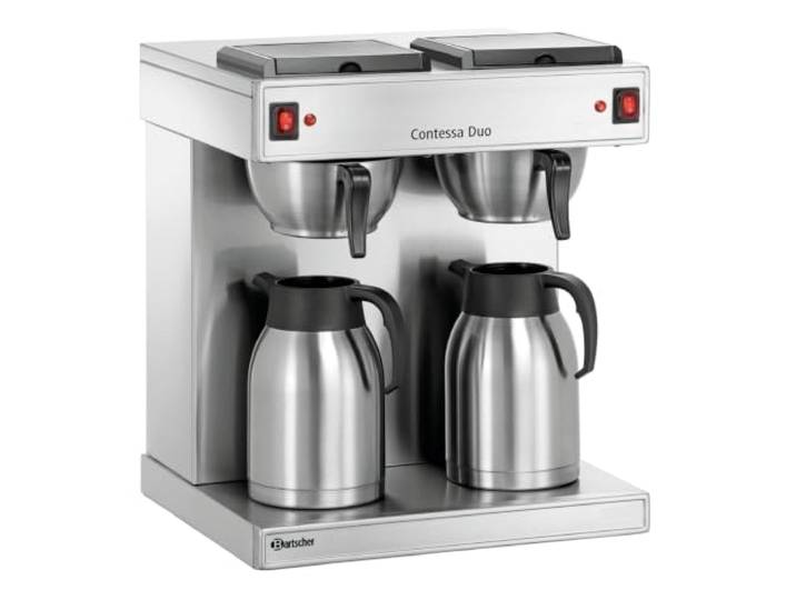 Bartscher Kaffeemaschine Contessa Duo mit 2 Kochstellen, Edelstahl, je 2 l Isolierkanne, 2,8 kW, für Gastronomie und Catering