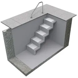 Treppe ELEGANZ 60 Kurz 5-stufig für Universal-Einbau aus Polyester,Farbe: granit