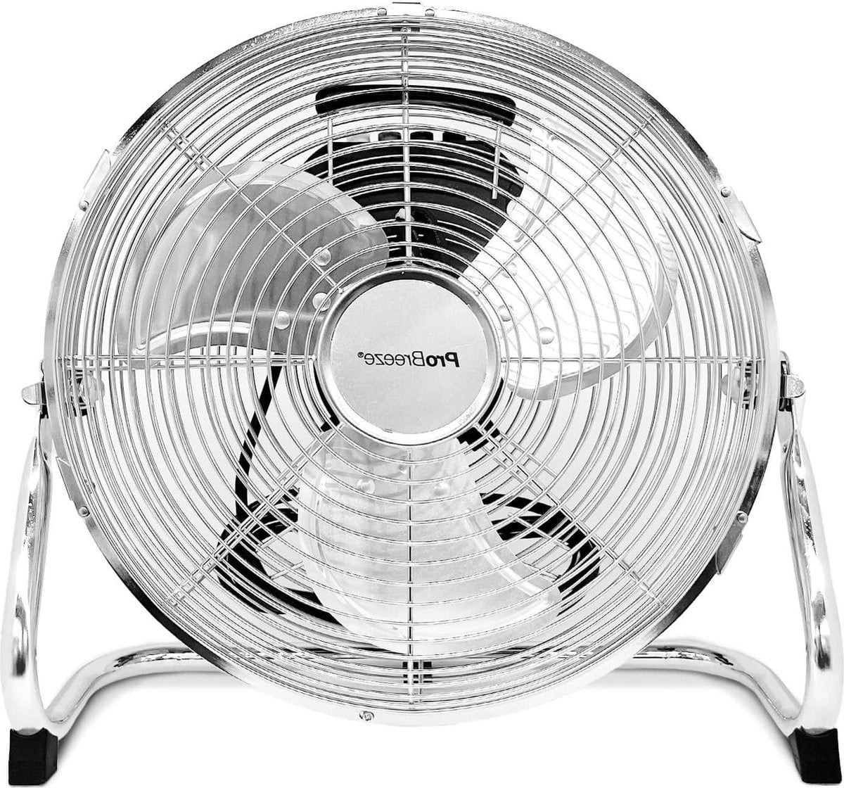 Industriële metalen vloerventilator met oscillatie, zilver, diameter: 30 cm