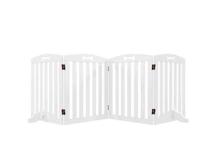PawHut Barrière de sécurité Chien\, barrière Pliable pour Chien\, avec Pieds de Support\, Pointes antidérapantes\, 4 Panneaux\, 207\,5 x 30 x 61 cm\, Blanc