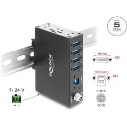 DELOCK Industrie Hub USB 5 Gbps 4x USB-A mit 8 kV ESD Schutz