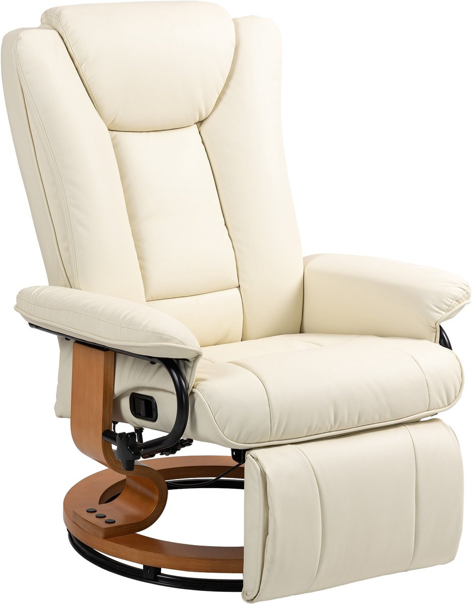 Relaxfauteuil met draaifunctie en kunstlederen bekleding in crèmewit