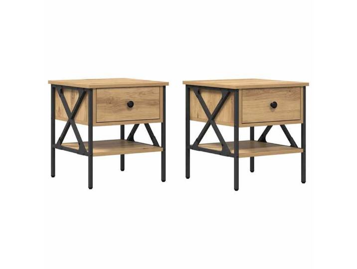 CHEZ JILI* Lot de 2 Tables de chevet - RUIGOU - Petite table de chambre Chêne 40x42x45 cm Bois reconstitué Août658281