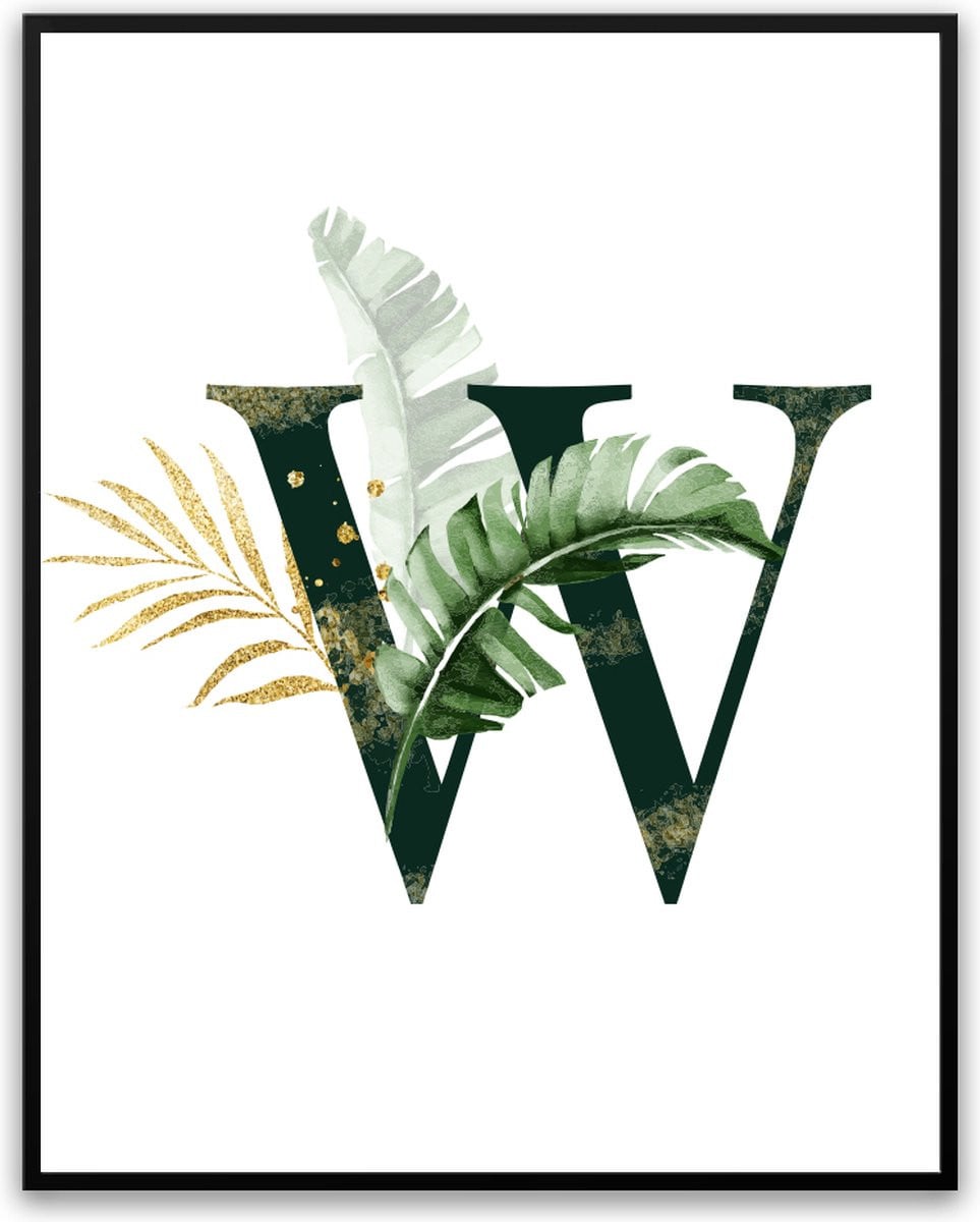 Letter W Fotolijst met glas en poster, Summer design, 20 x 30 cm