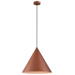 Pendelleuchte aus pulverbeschichtetem Metall und Aluminium, Serie 10S48408, Farbe: Matt Terracotta, E27-Fassung, höhenverstellbar - Perenz