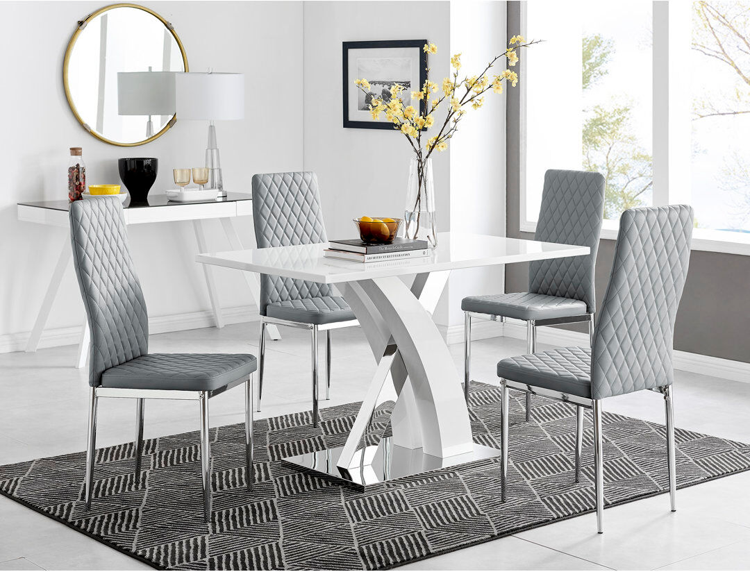 Canora Grey 4 -Person Dining Set Grey/Silver 4