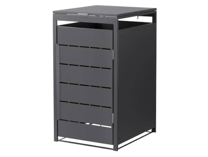 ML-Design Mülltonnenbox 1er 240L, Mülltonnenverkleidung für 1 Mülltonne, Müllbox wetterfest, Mülltonnenhaus aus Stahl, Müllcontainer mit Klappdeckel & Tür, Gerätebox erweiterbar 68x80x120 cm Anthrazit