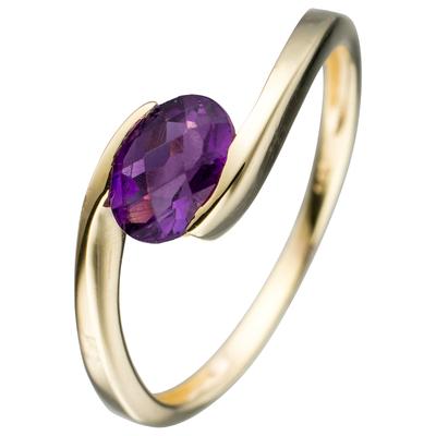 Goldring JOBO Gr. 62, gold (gelbgold 333), Fingerringe, Damen, 62, Gelbgold 333, Goldring, 333 Gold mit Amethyst