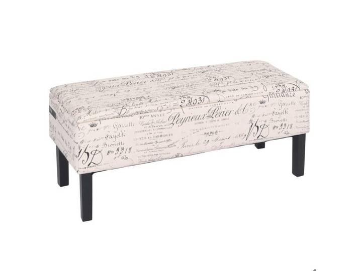 MCW Banc/coffre de rangement Renens 95x36x44 tissu ~ motif écriture